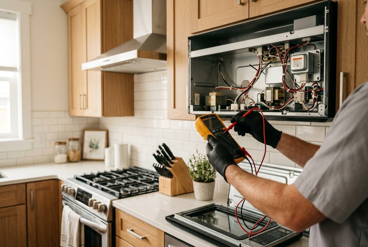 Microwave Repair technician at work