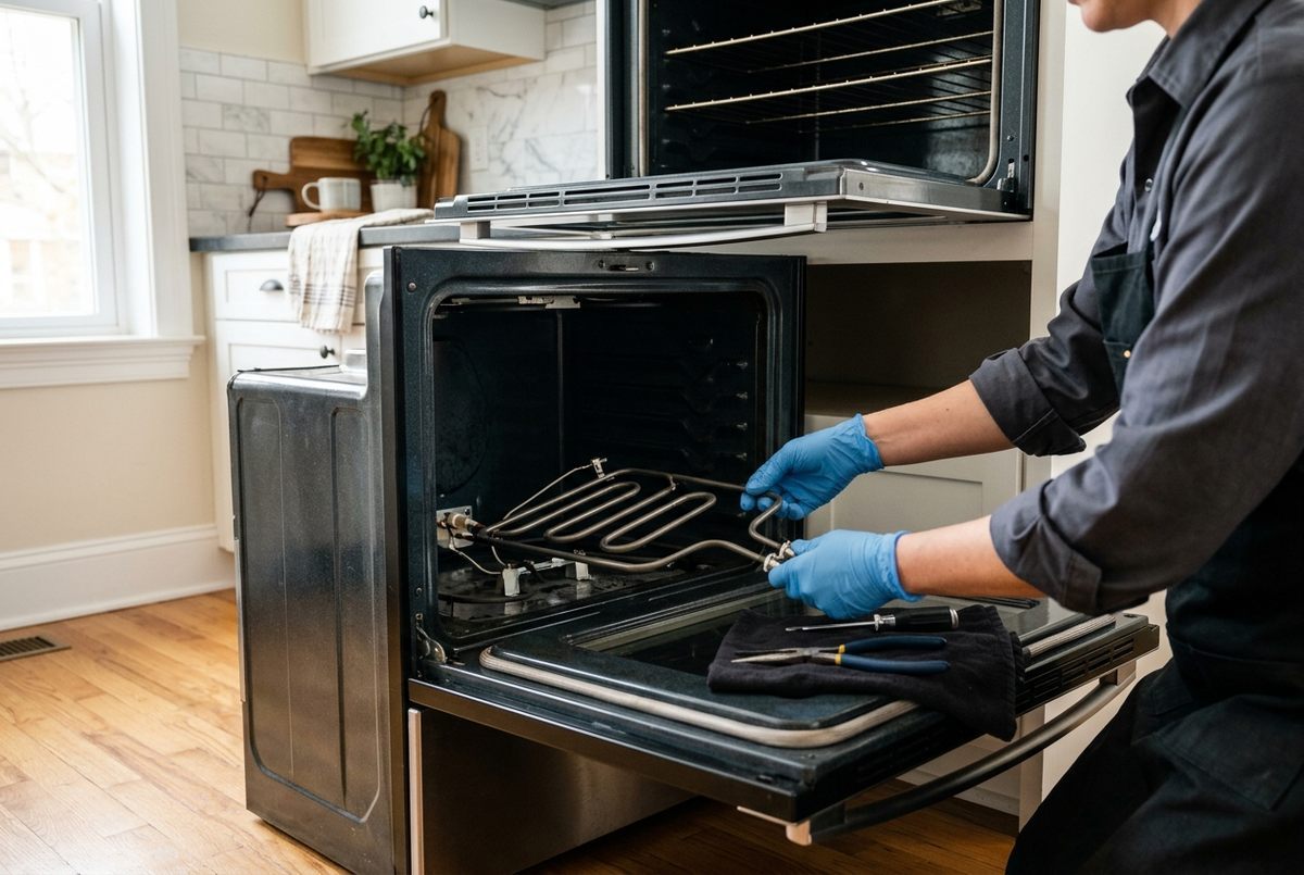 Oven Repair technician at work
