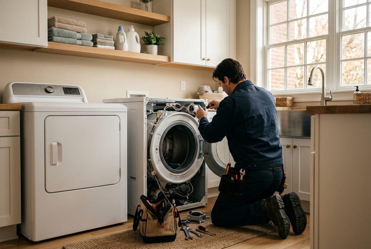 Washer Repair technician at work